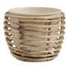 World Market Ivory Metal Planter with Rattan Cane Stand