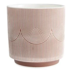 World Market Terracotta and White Swirl Patterned Planter