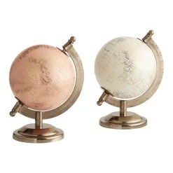World Market Mini Ivory And Blush Globes With Brass Stands Set Of 2