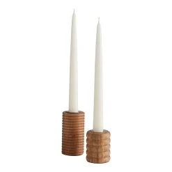 World Market Mango Wood Stacked Ring Taper Candle Holder