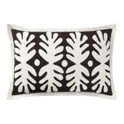 World Market Justina Blakeney Marin Black and Ivory Leaf Lumbar Pillow