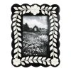 World Market Black and White Scalloped Floral Inlay Bone Frame
