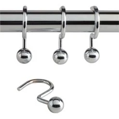 World Market Chrome Ball Hook Shower Curtain Rings, Set of 12