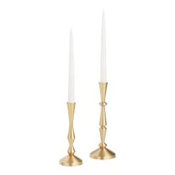 World Market Gold Geometric Taper Candle Holder