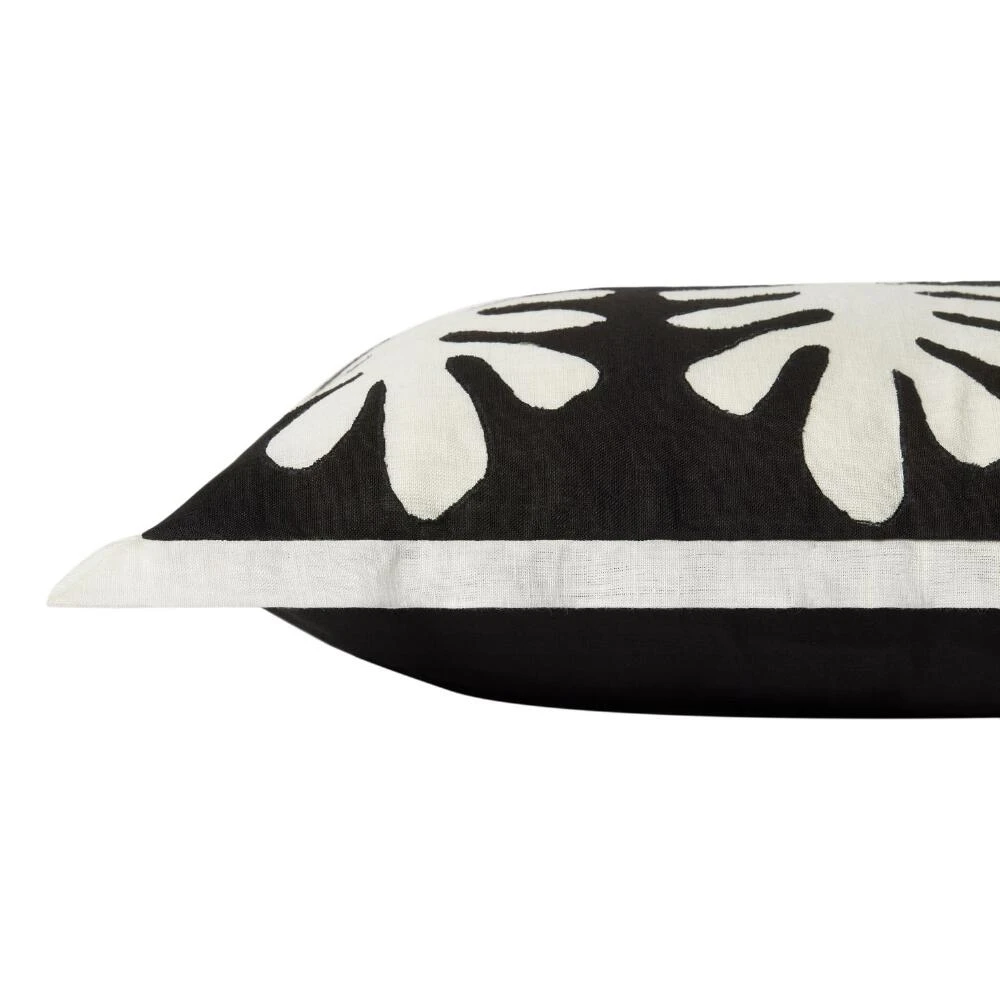 World Market Justina Blakeney Marin Black and Ivory Leaf Lumbar Pillow - Image 3