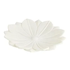 World Market CRAFT White Marble Lotus Diwali Bowl