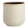 World Market Ivory Striped Dot Ceramic Planter
