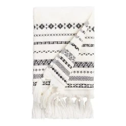 World Market Zohra Ivory And Black Geo Stripe Hand Towel