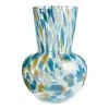 World Market Blue And Green Confetti Hand Blown Glass Vase