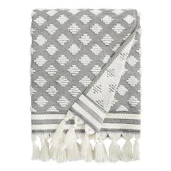 World Market Brea Black And White Sculpted Diamond Bath Towel