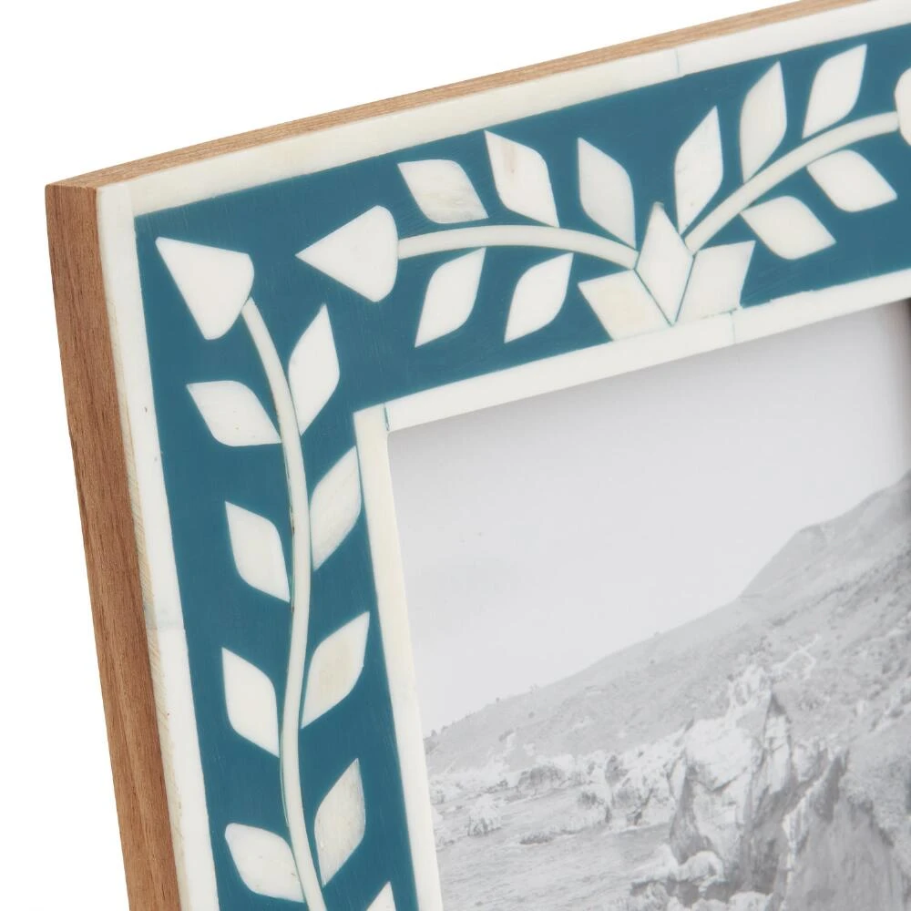 World Market Blue Floral Inlay Bone Frame - Image 2