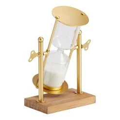 World Market Gold Rotating Hourglass with Wood Stand
