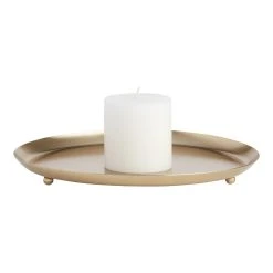 World Market Round Gold Reactive Metal Candle Plate