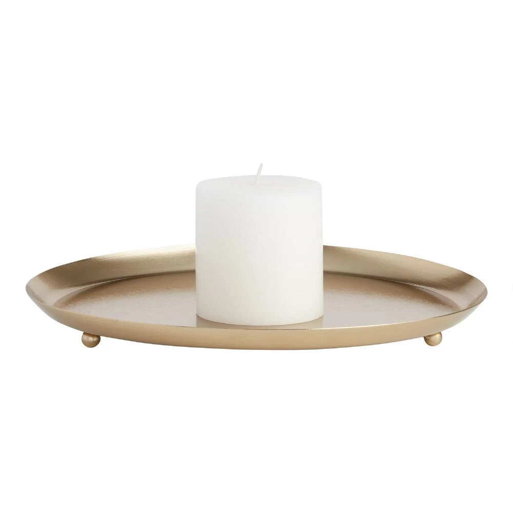 World Market Round Gold Reactive Metal Candle Plate