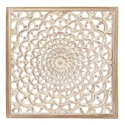 World Market Distressed Pine Wood Carved Floral Wall Decor