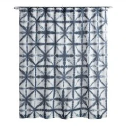 World Market Blue And White Shibori Printed Shower Curtain