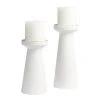 World Market White Ceramic Ribbed Taper Candle Holder