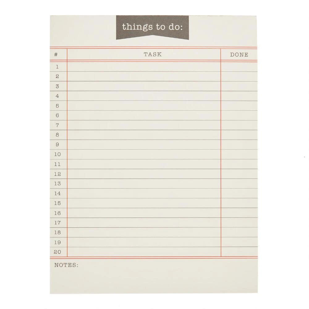 World Market Things To Do List Notepad