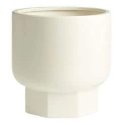 World Market Matte Cream Geo Pedestal Ceramic Floor Planter