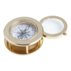 World Market Gold Compass with Magnifying Glass