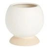 World Market White and Natural Ceramic Pedestal Planter