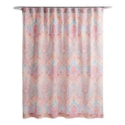 World Market Surf Damask Coral And Blue Shower Curtain