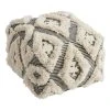 World Market Black And Ivory Moroccan Geometric Shag Pouf