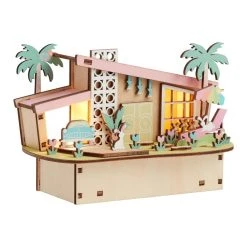 World Market Laser Cut Wood Mid Century Easter House LED Light Up Decor