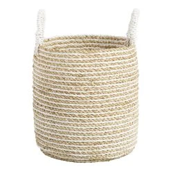 World Market Bianca Striped Seagrass Tote Basket