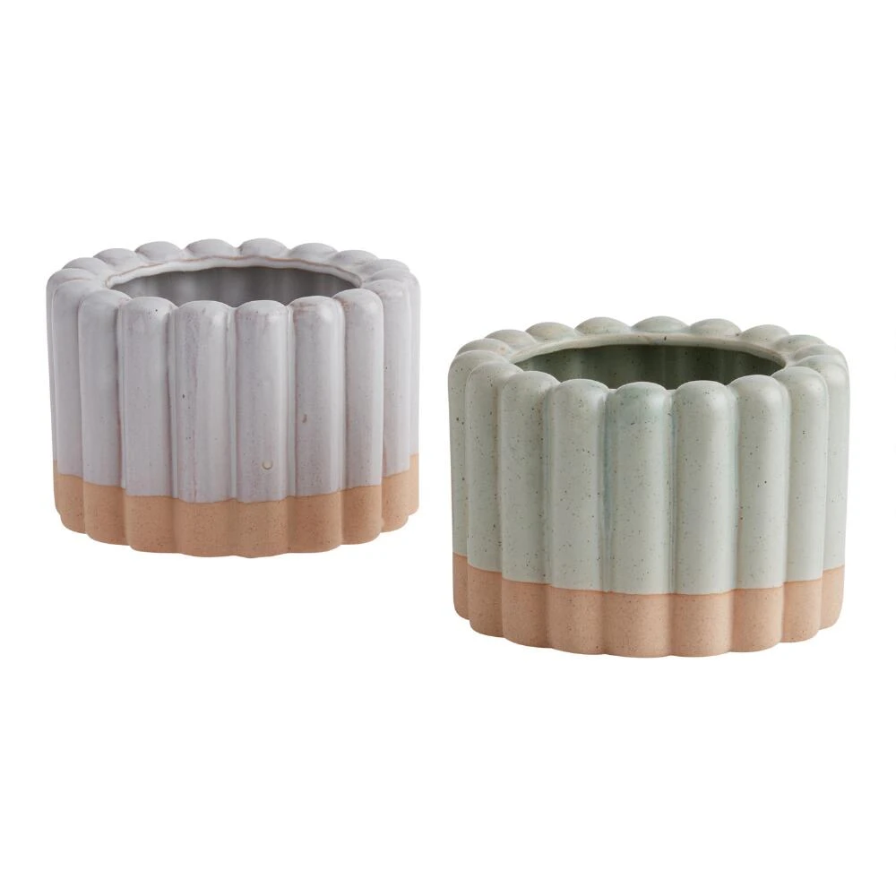 World Market Natural Two Tone Channel Planter