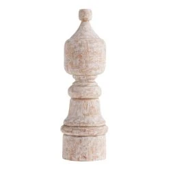 World Market Medium CRAFT Hand Carved Whitewash Pillar Decor