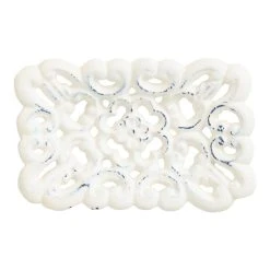 World Market Antique White Metal French Soap Dish