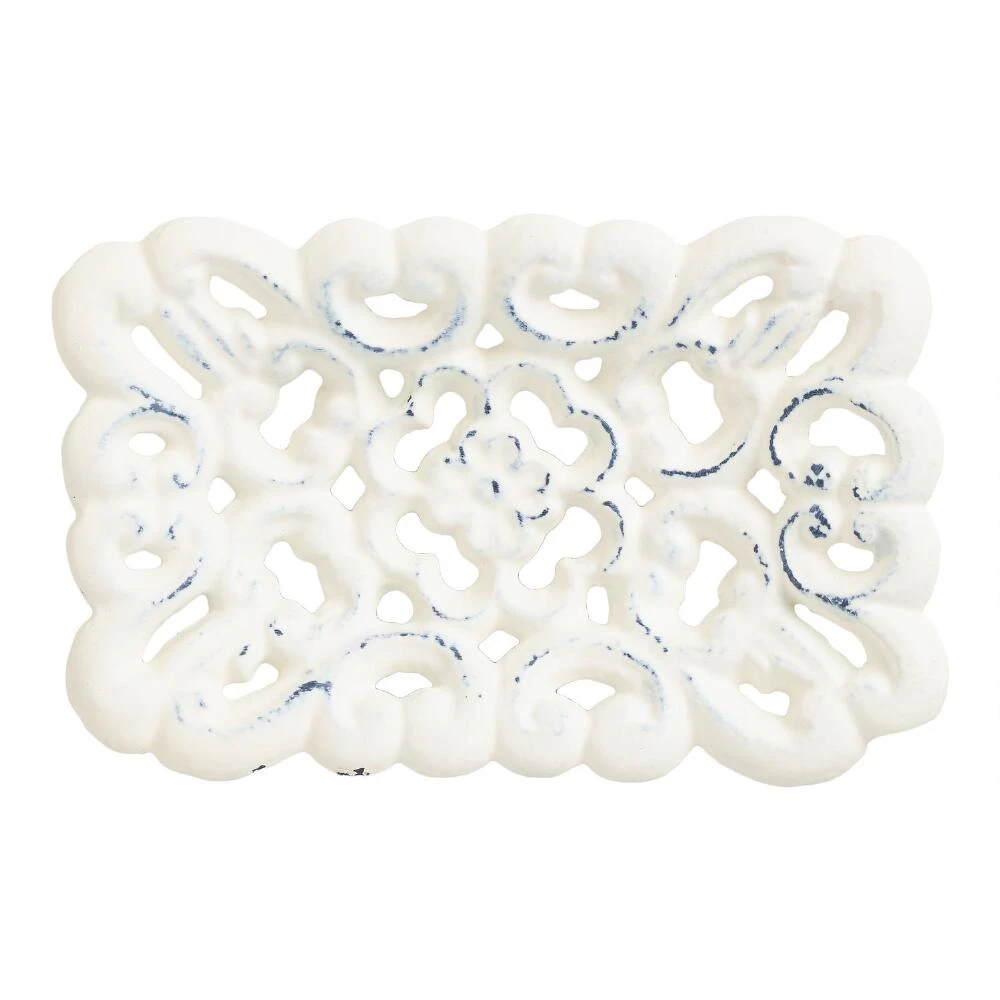 World Market Antique White Metal French Soap Dish