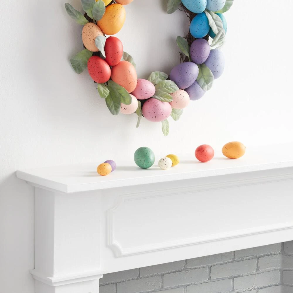 World Market Bright Rainbow Easter Egg and Faux Lambs Ear Wreath - Image 2