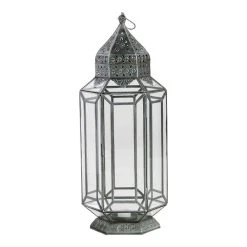 World Market Latika Tall Antique Zinc Tabletop Candle Lantern