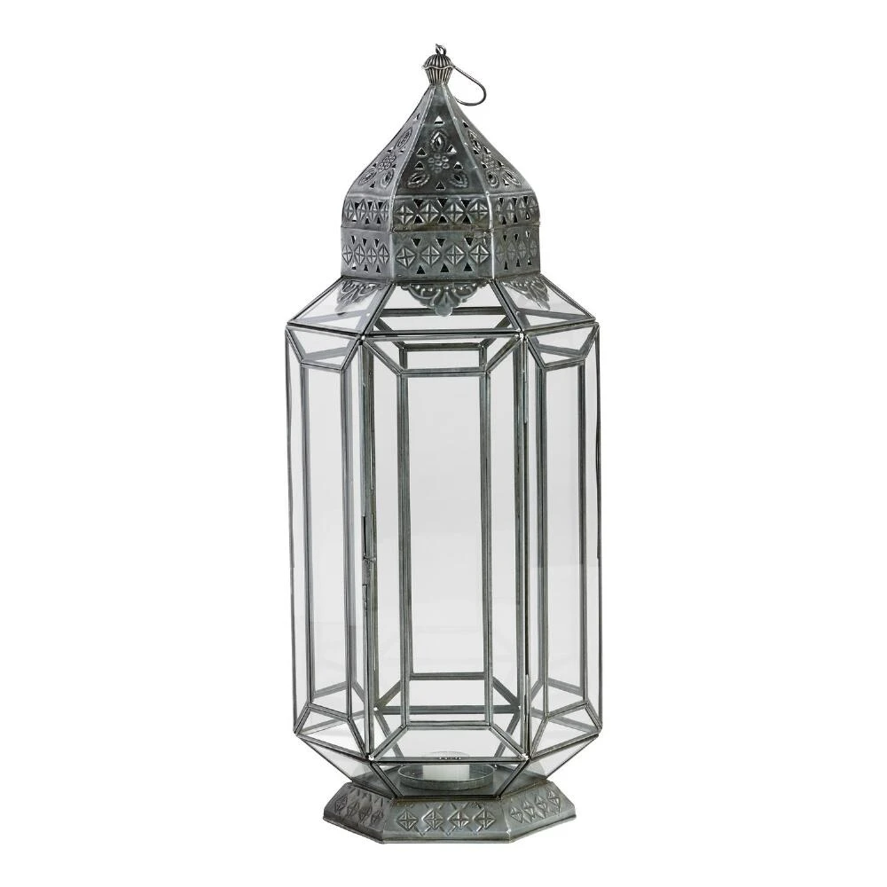 World Market Latika Tall Antique Zinc Tabletop Candle Lantern