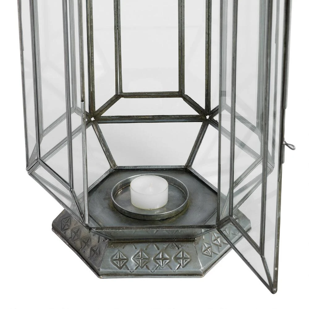 World Market Latika Tall Antique Zinc Tabletop Candle Lantern - Image 3