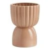 World Market Natural Ribbed Ceramic Pedestal Planter