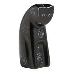 World Market Black Kisii Soapstone Cat Decor