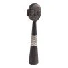 World Market Large CRAFT Black Hand Carved Mask Pillar Decor