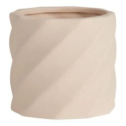 World Market Natural Ceramic Diagonal Ribbed Planter