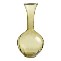 World Market Tall Olive Green Bulb Blown Glass Bud Vase