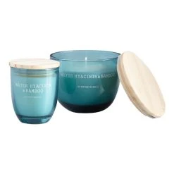 World Market Light Blue Water Hyacinth & Bamboo Scented Candle