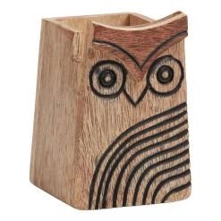 World Market Wood Owl Eyeglass Holder and Pencil Cup