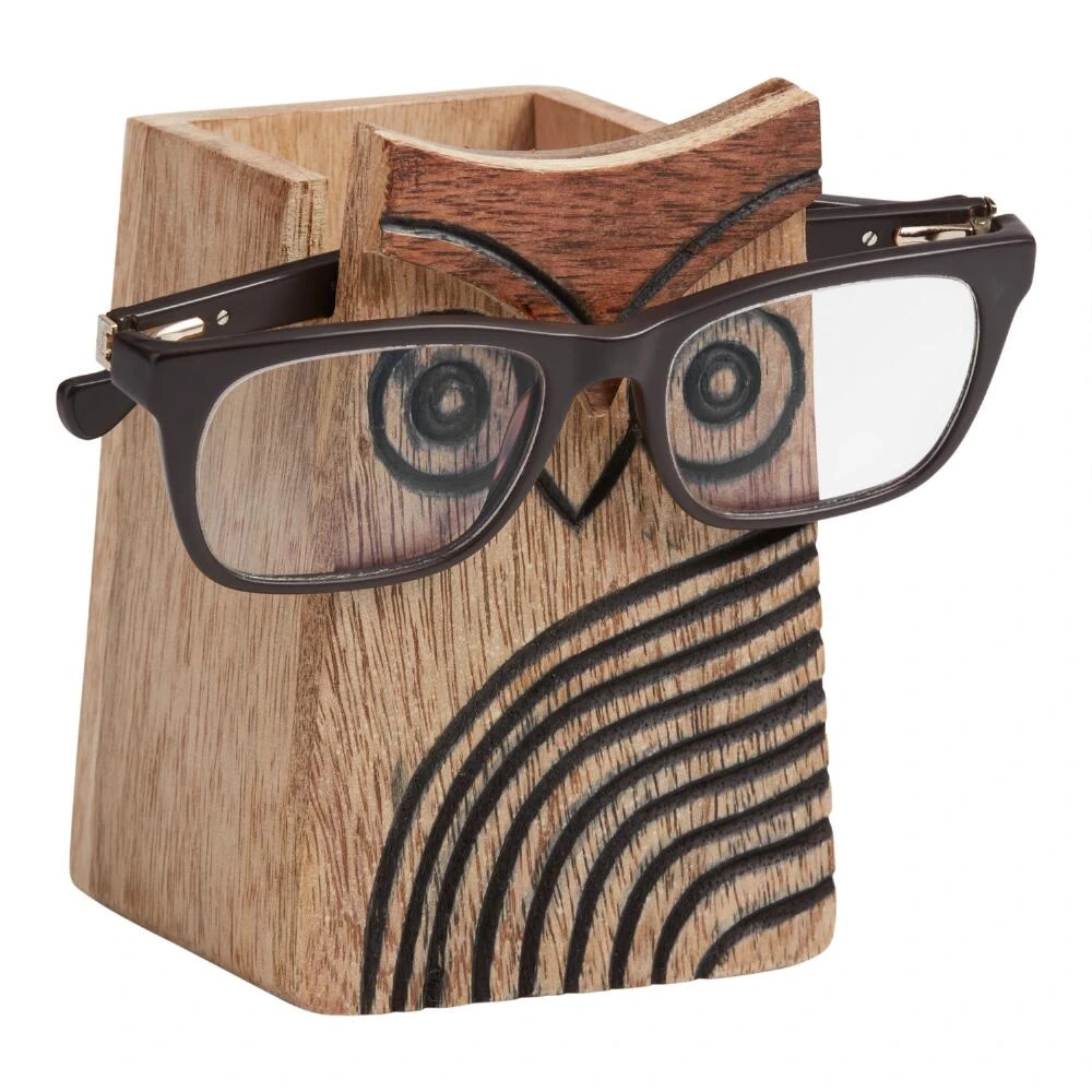 World Market Wood Owl Eyeglass Holder and Pencil Cup - Image 2