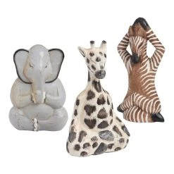 World Market Wood Yoga Safari Animals Set Of 3