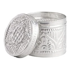 World Market Round Embossed Tin Trinket Box