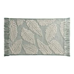 World Market Jakarta Palm Green And White Tassel Bath Mat