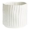 World Market Matte White Ribbed Organic Ceramic Planter