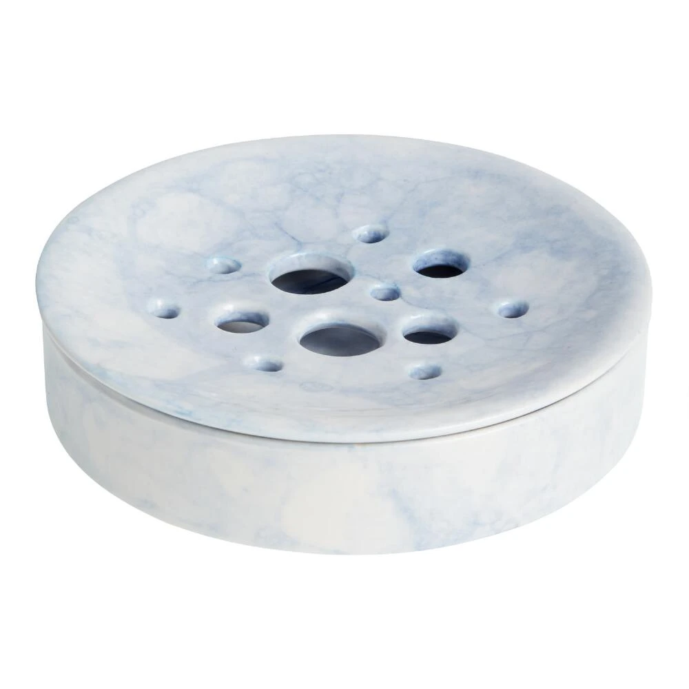 World Market Blue And White Bubble Glaze Soap Dish
